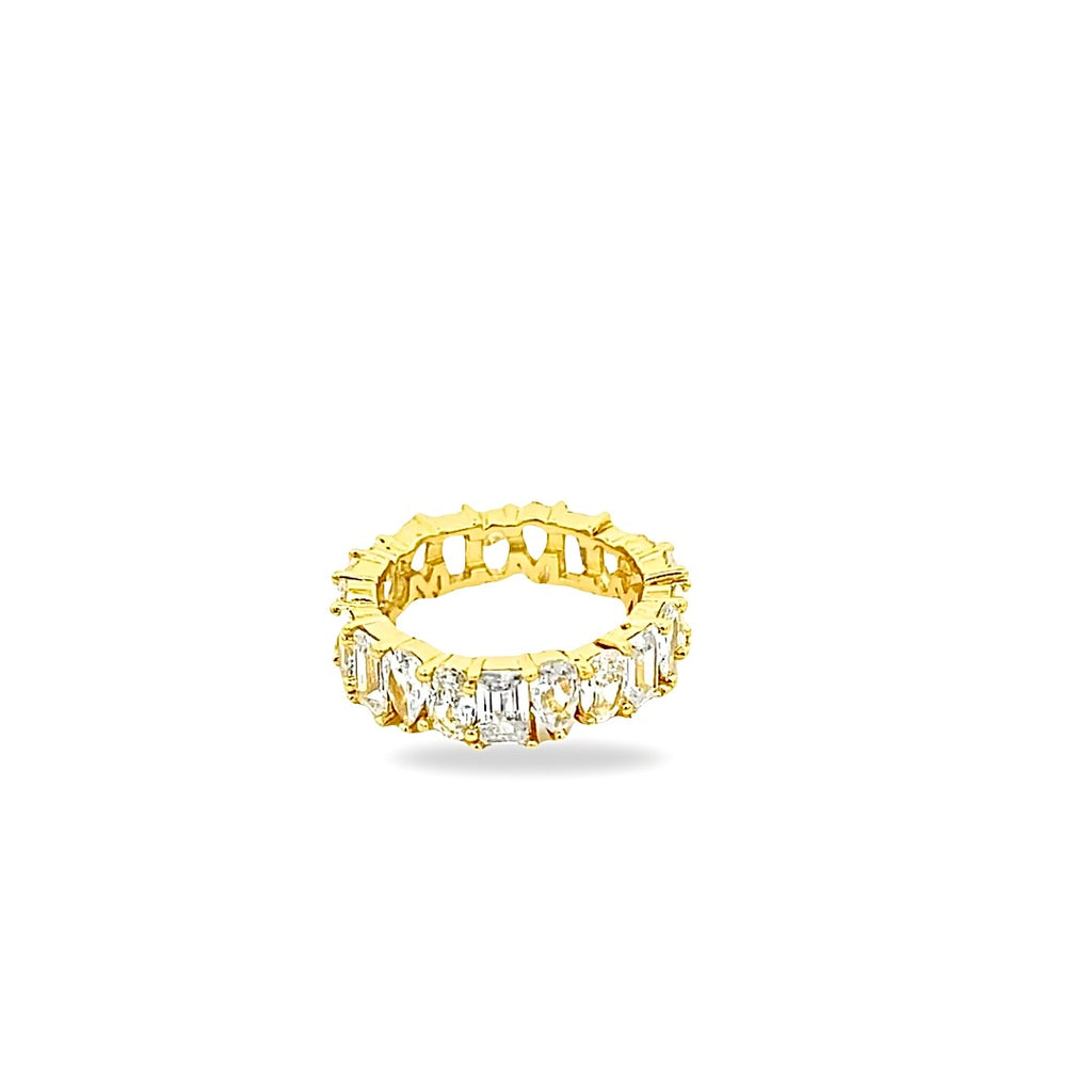 Infinity Multi-Stone Gold Ring – Oval, Princess & Pearl 18K PVD Non-Tarnish