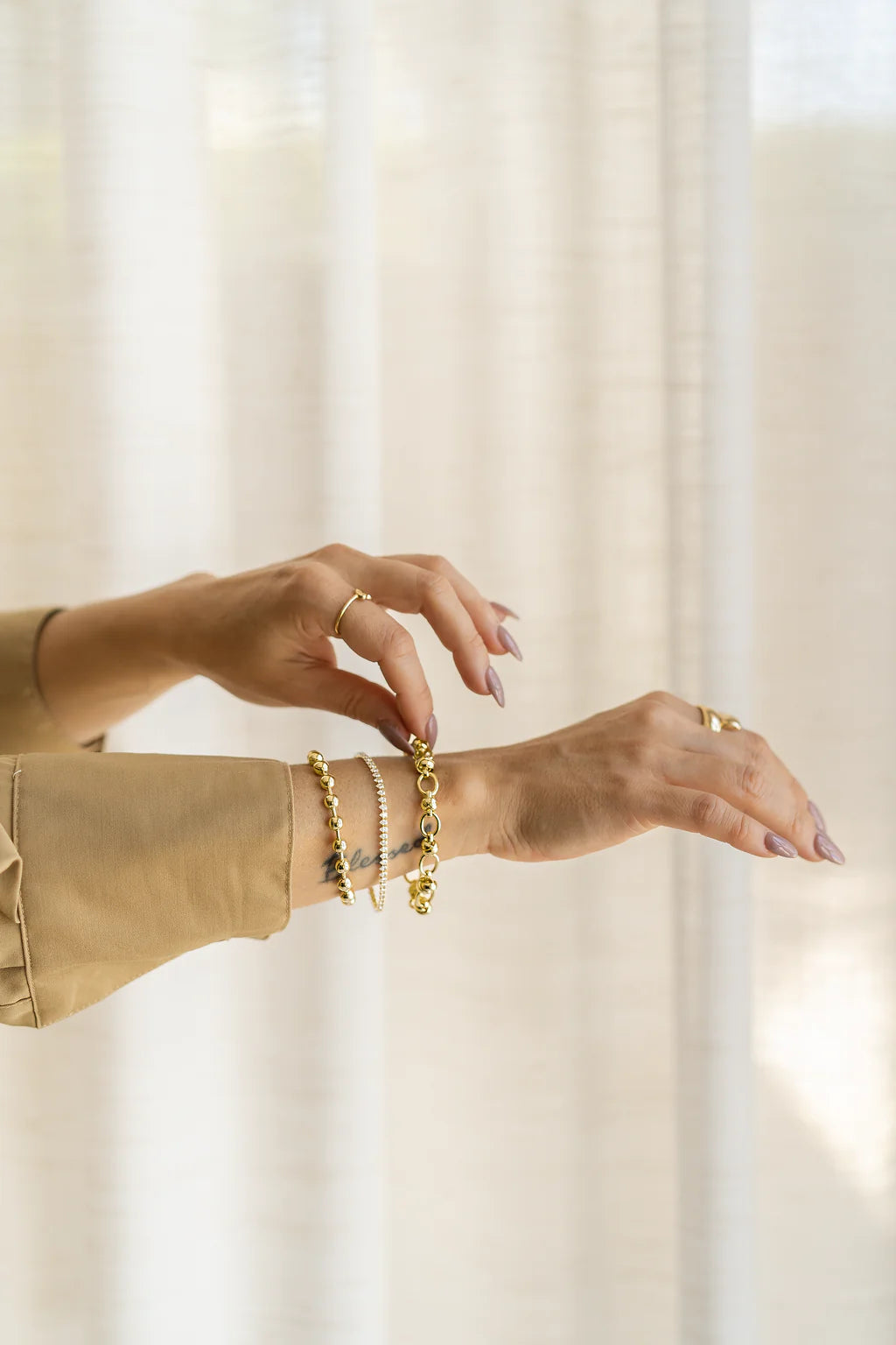 Gold Beaded Bracelet 4mm