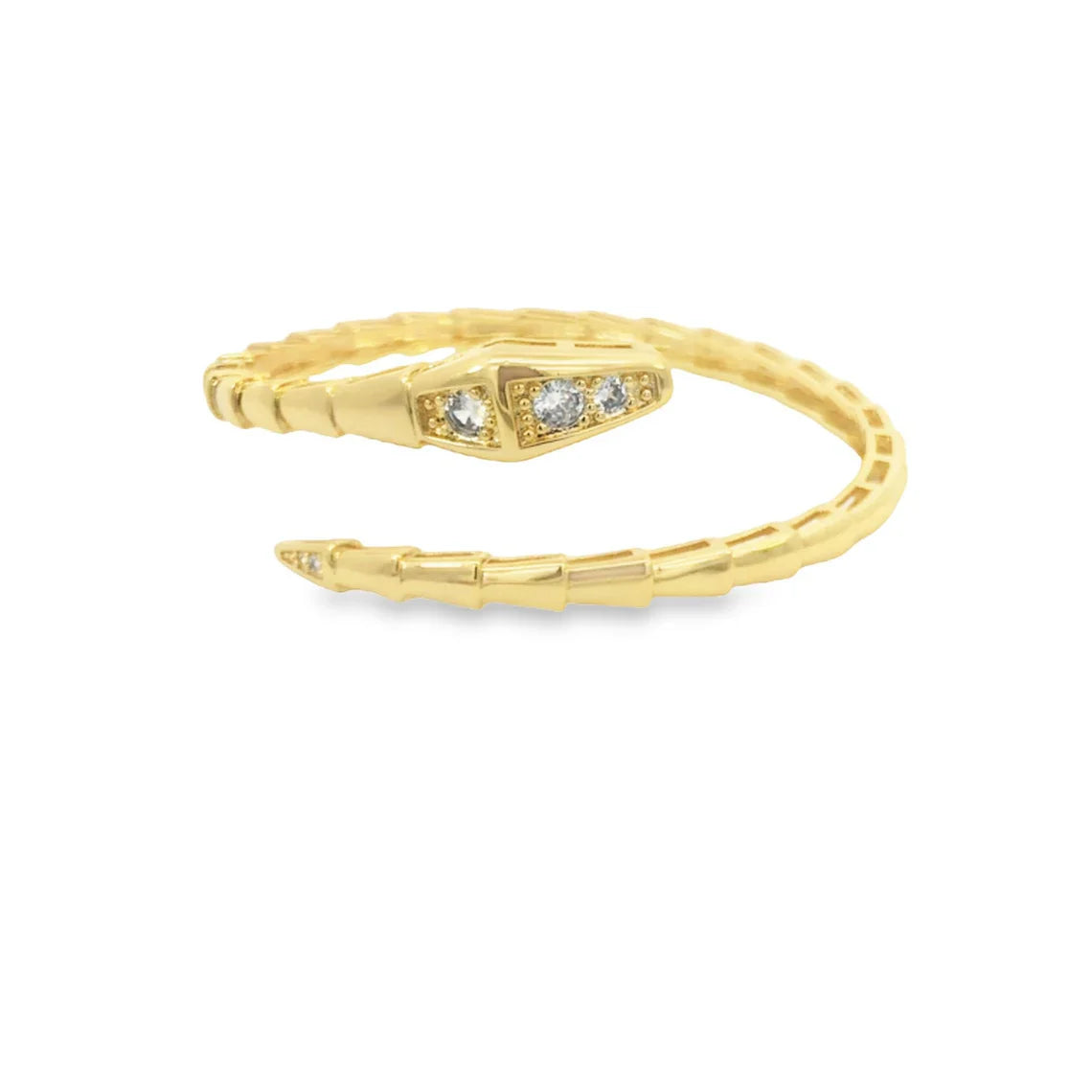 Snake bangle bracelet in 18K gold filled, non tarnish waterproof statement bracelet with crystal details for women
